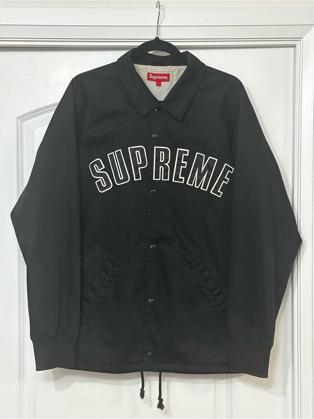 Supreme Arc Logo Snap Front Coaches Jacket Black - Size L